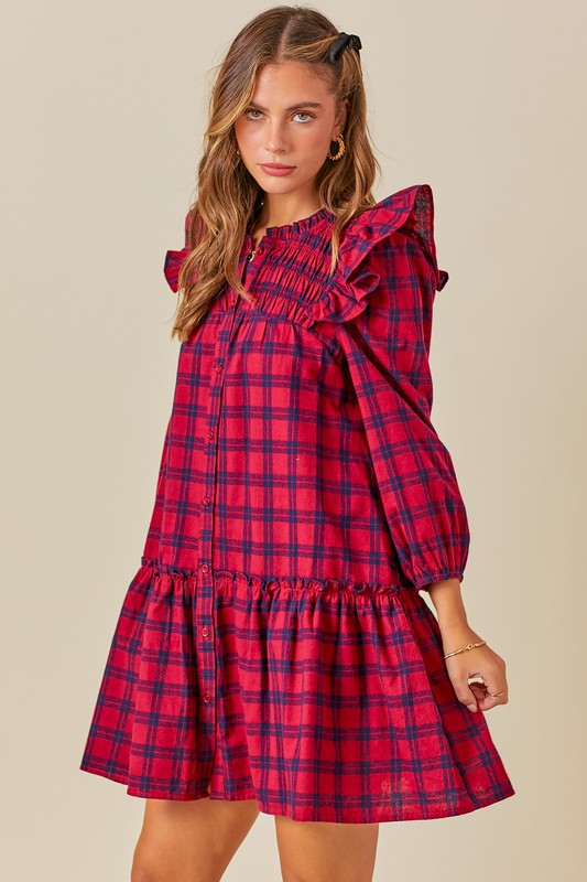 Plaid Ruffle Dress