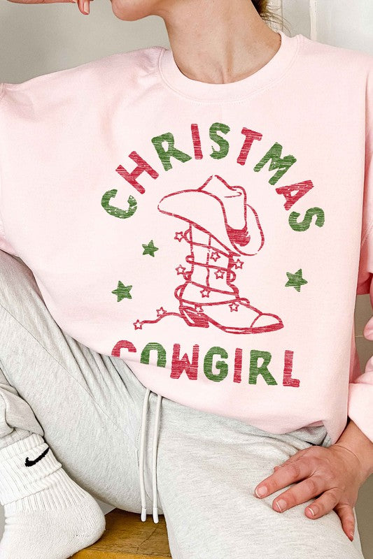 CHRISTMAS COWGIRL OVERSIZED SWEATSHIRT